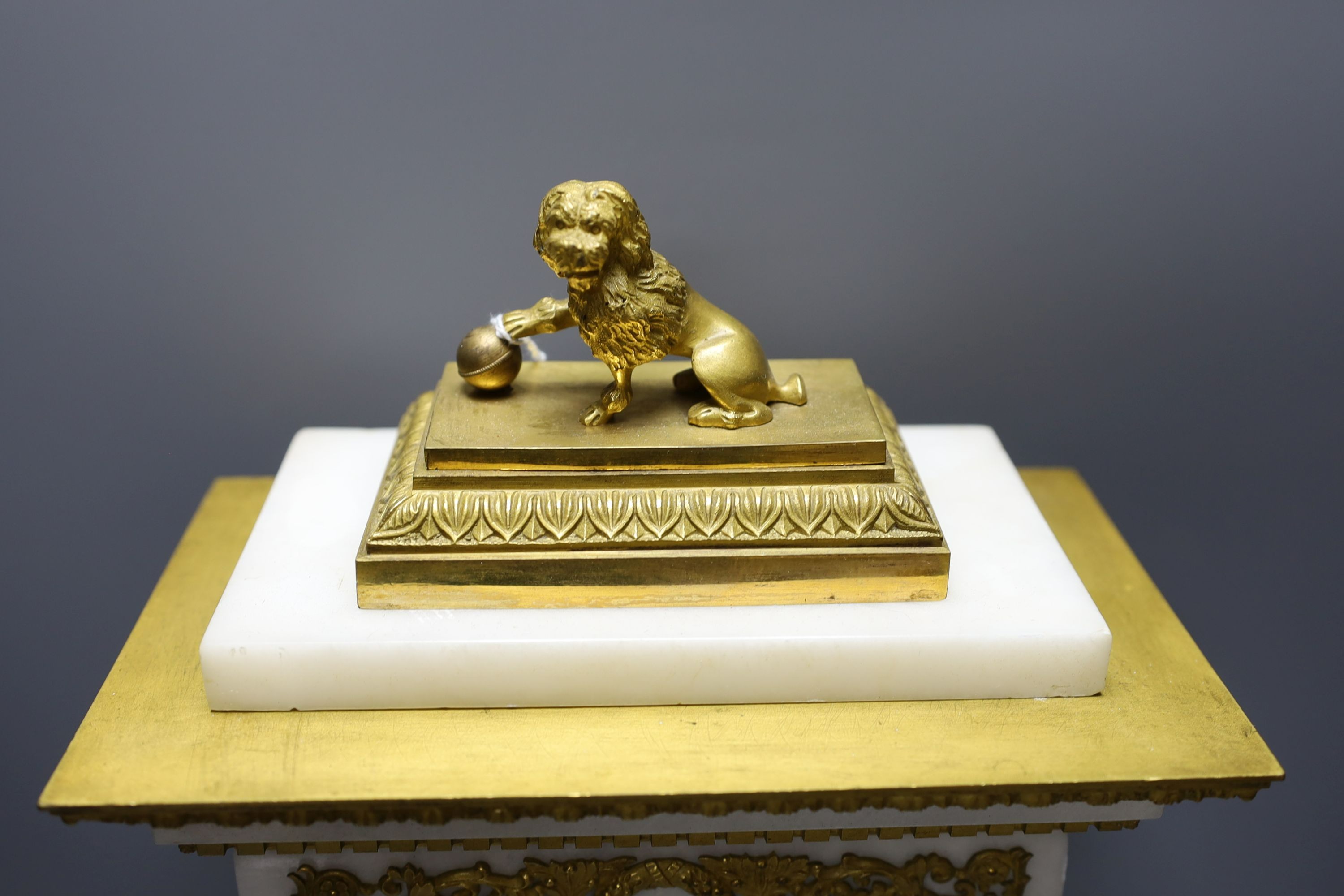 A 19th-century French ormolu and alabaster portico clock 53cm